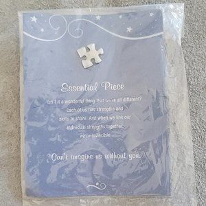 Puzzle Piece Silver Tone Hat or Lapel Pin On Original Card Plastic Packaging